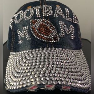 Bling Studded distressed Football Mom cap hat adjustable 100% cotton OS